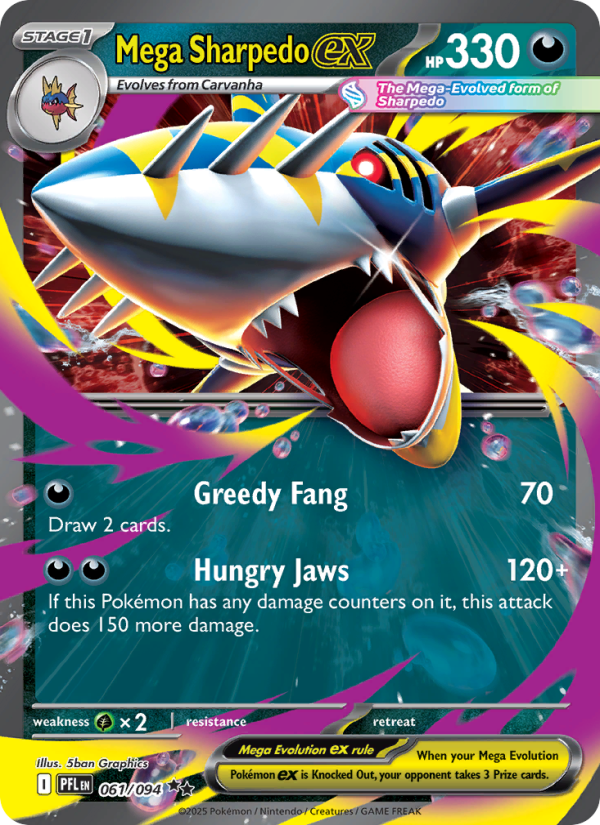 Méga-Sharpedo-ex 061/130 — Pokémon Flammes Fantasmagoriques (ME02)