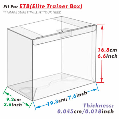 Protections PET Transparentes pour Elite Trainer Box Pokémon - Pack 5 ou 10 Étuis 0,45mm