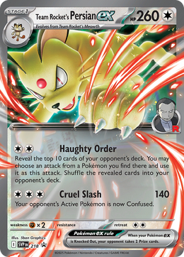 Persian-ex de la Team Rocket 218/PROMO — Pokémon Promo Écarlate et Violet (SVP)