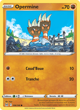 Opermine 106/217 Pokémon Origine Perdue (LOR)