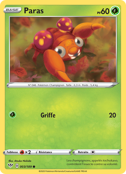 Paras 3/201 Pokémon Ténèbres Embrasées
