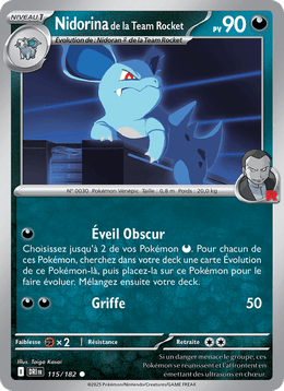 Nidorina de la Team Rocket 115/244 Pokémon Rivalités Destinées (EV10)