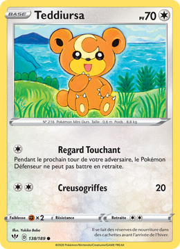 Teddiursa 138/201 Pokémon Ténèbres Embrasées