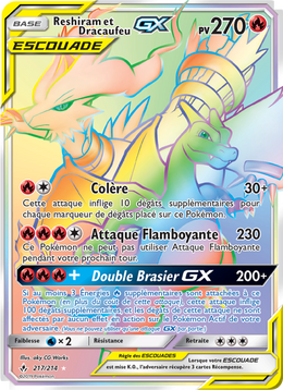 Reshiram et Dracaufeu GX 217/234 — Pokémon Alliance Infaillible (UNB)
