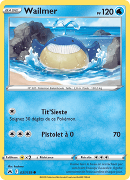 Wailmer 031/160 Pokémon Zénith Suprême (CRZ)