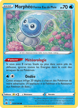 Morphéo Forme Eau de Pluie 33/233 Pokémon Règne de Glace (CRE)