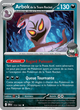 Arbok de la Team Rocket 113/244 Pokémon Rivalités Destinées (EV10)