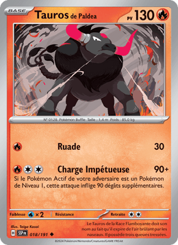 Tauros de Paldea 018/252 Pokémon Étincelles Déferlantes (EV08)