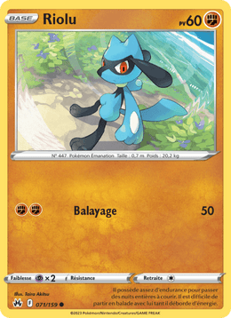 Riolu 071/160 Pokémon Zénith Suprême (CRZ)