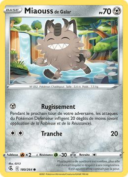 Miaouss de Galar 180/284 Pokémon Poing de Fusion (FST)