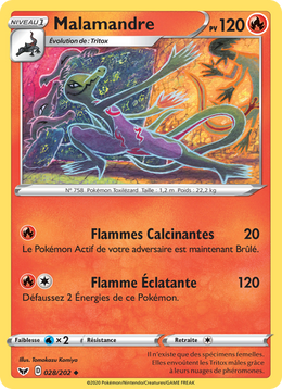 Malamandre 28/216 Pokémon Épée et Bouclier