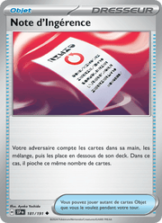 Note d'Ingérence 181/252 Pokémon Étincelles Déferlantes (EV08)
