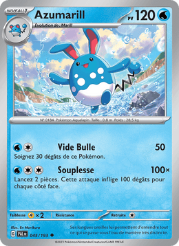 Azumarill 045/279 Pokémon Évolutions à Paldea (EV02)