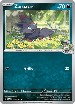 Zorua de N 136/295 Pokémon Héros Transcendants (ME2.5)