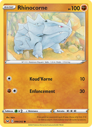 Rhinocorne 96/216 Pokémon Épée et Bouclier
