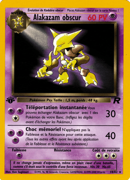 Alakazam obscur 18/83 Pokémon Team Rocket (RO)