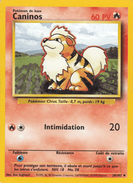 Caninos 28/102 Pokémon Set de Base (BS)
