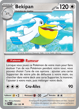 Bekipan 159/279 Pokémon Évolutions à Paldea (EV02)