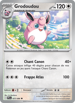 Grodoudou 077/130 Pokémon Flammes Fantasmagoriques (ME02)
