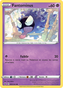 Fantominus 83/216 Pokémon Épée et Bouclier