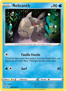 Relicanth 40/201 Pokémon Ténèbres Embrasées