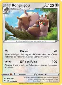 Rongrigou 153/201 Pokémon Ténèbres Embrasées