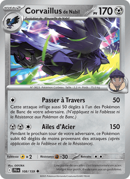Corvaillus de Nabil 108/190 Pokémon Aventures Ensemble (EV09)