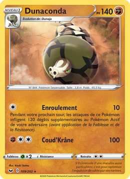 Dunaconda 109/216 Pokémon Épée et Bouclier