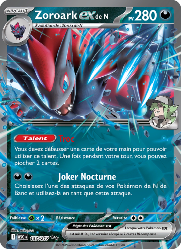 Zoroark-ex de N - N's Zoroark ex - Héros Transcendants 137