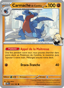 Carmache de Cynthia 103/244 Pokémon Rivalités Destinées (EV10)