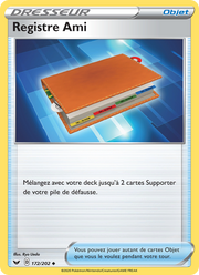 Registre Ami 172/216 Pokémon Épée et Bouclier