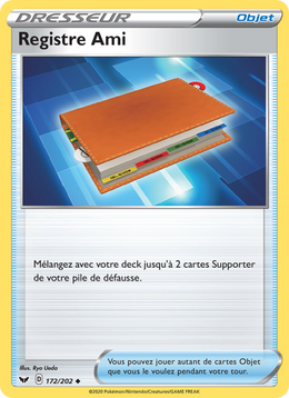 Registre Ami 172/216 Pokémon Épée et Bouclier