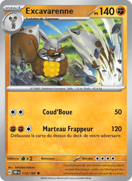 Excavarenne 113/230 Pokémon Flammes Obsidiennes (EV03)
