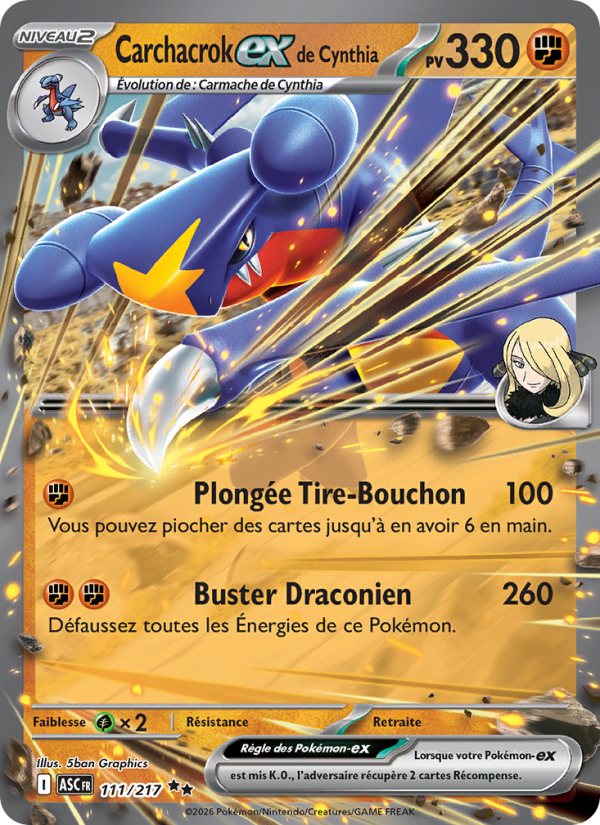 Carchacrock-ex de Cynthia - Cynthia's Garchomp ex - Héros Transcendants 111