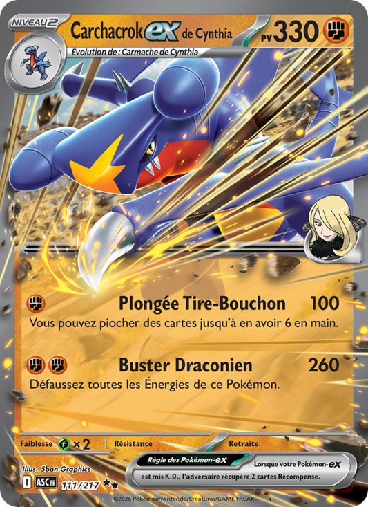 Carchacrock-ex de Cynthia - Cynthia's Garchomp ex - Héros Transcendants 111