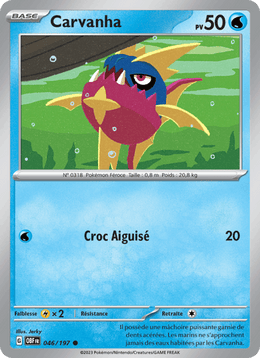 Carvanha 046/230 Pokémon Flammes Obsidiennes (EV03)