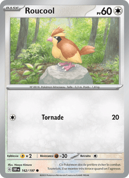 Roucool 162/230 Pokémon Flammes Obsidiennes (EV03)