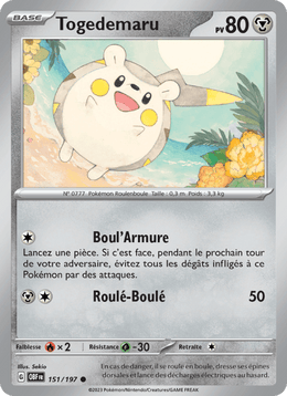 Togedemaru 151/230 Pokémon Flammes Obsidiennes (EV03)