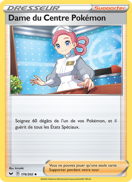 Dame du Centre Pokémon 176/216 Pokémon Épée et Bouclier