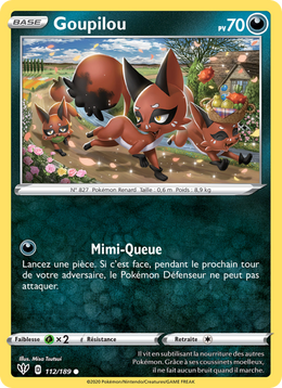 Goupilou 112/201 Pokémon Ténèbres Embrasées
