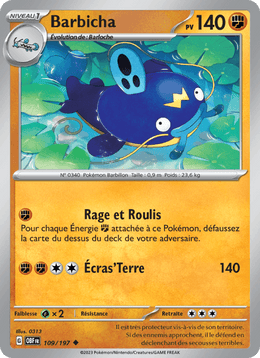 Barbicha 109/230 Pokémon Flammes Obsidiennes (EV03)