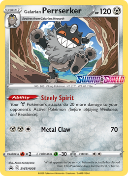 Berserkatt de Galar SWSH008/PROMO — Pokémon Promo Épée et Bouclier (SWSHP)