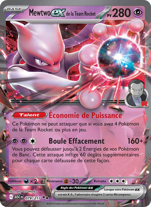 Mewtwo-ex de la Team Rocket - Team Rocket's Mewtwo ex - Héros Transcendants 079