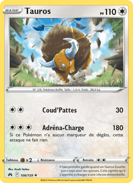Tauros 106/160 Pokémon Zénith Suprême (CRZ)