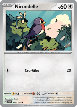 Nirondelle 156/244 Pokémon Rivalités Destinées (EV10)