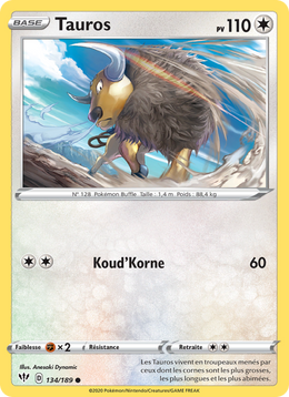 Tauros 134/201 Pokémon Ténèbres Embrasées