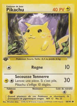 Pikachu 58/102 Pokémon Set de Base (BS)