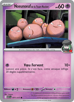 Noeunoeuf de la Team Rocket 077/295 Pokémon Héros Transcendants (ME2.5)