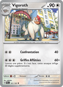 Vigoroth 161/279 Pokémon Évolutions à Paldea (EV02)