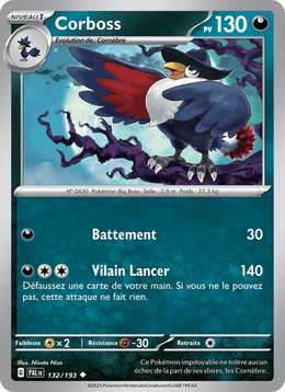 Corboss 132/279 Pokémon Évolutions à Paldea (EV02)